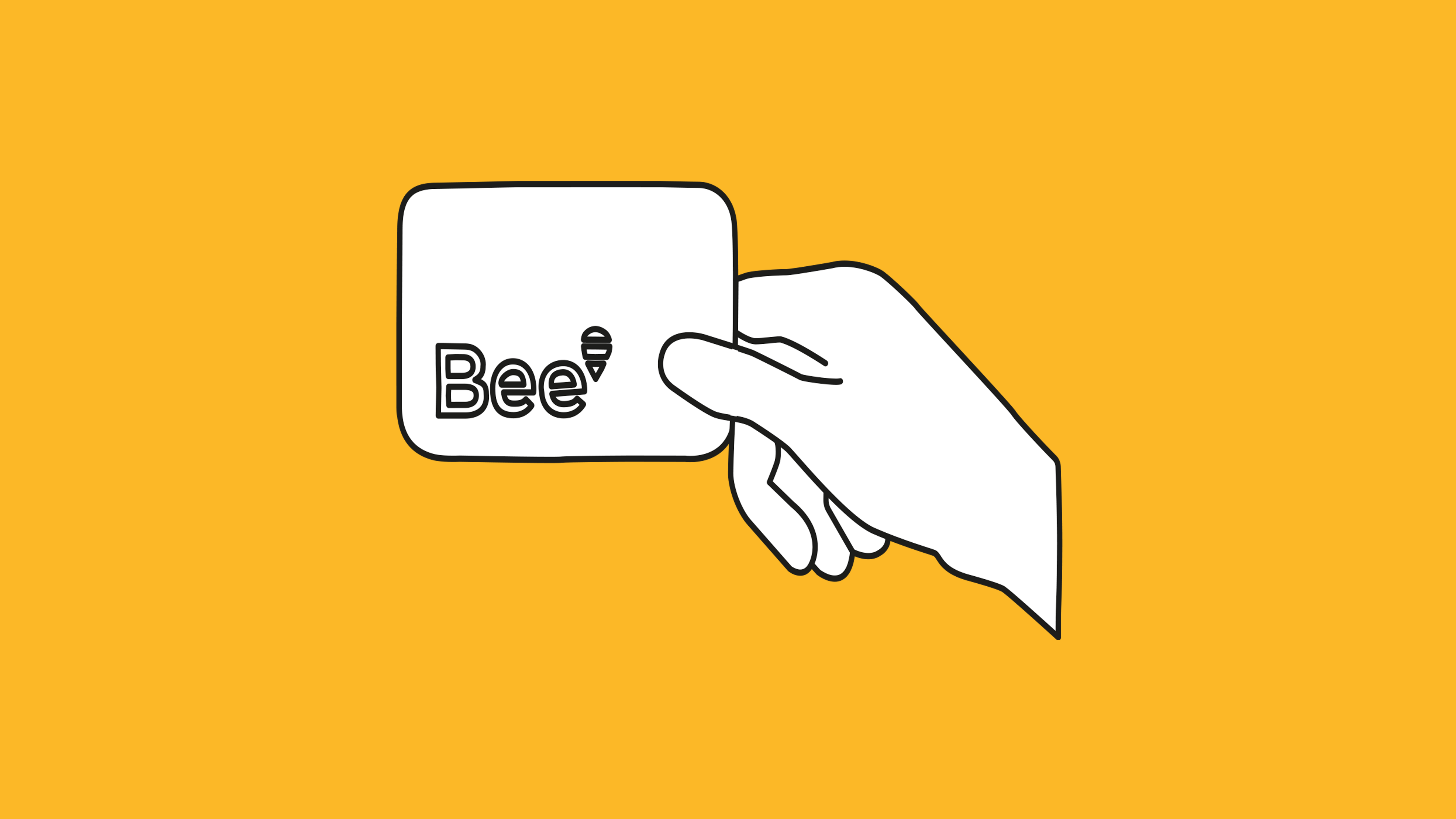 Illustration of a hand holding a Bee Card