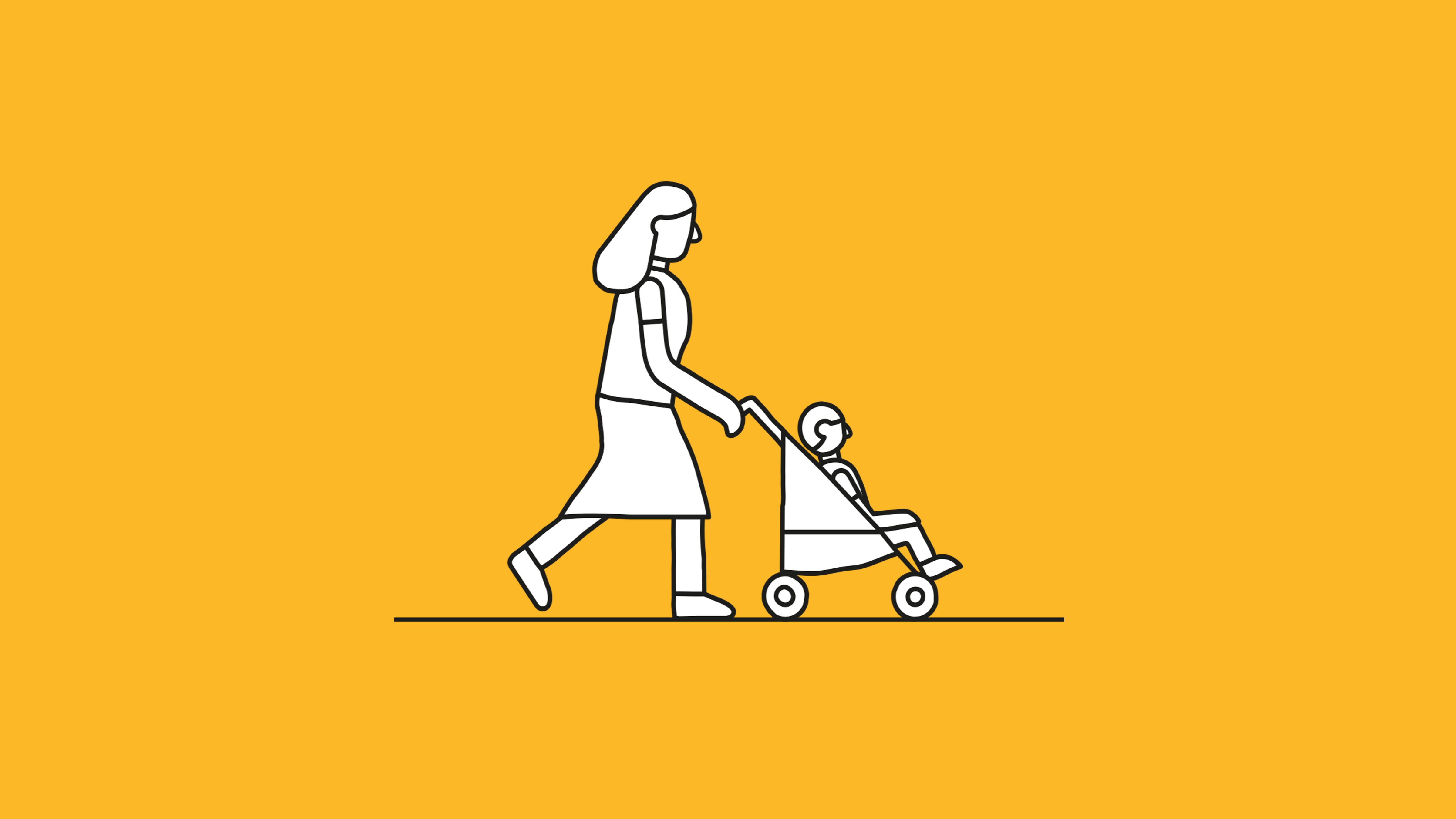 Illustration of a mum pushing a stroller